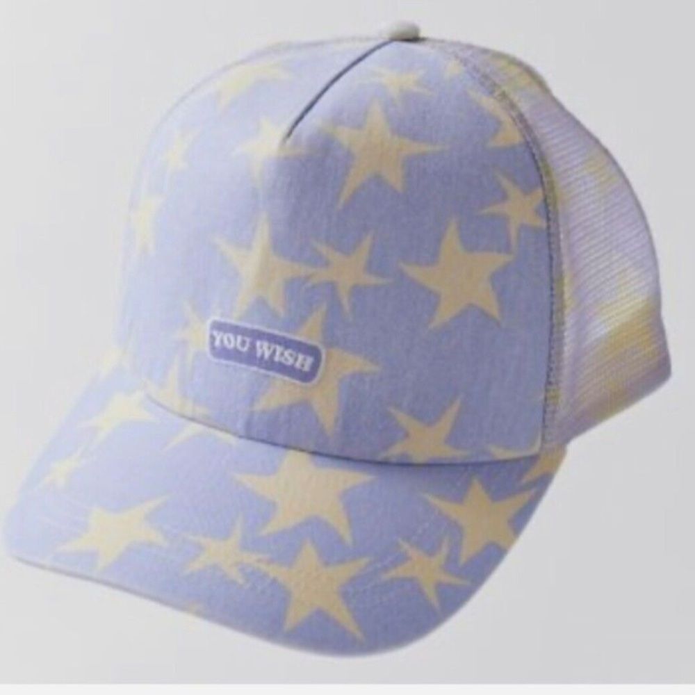 URBAN OUTFITTERS TRUCKER HAT YOU WISH STAR PRINT PHRASE PRINTED MESH CAP NWT